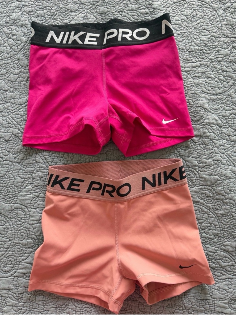 Nike pro duo pink and peach shorts